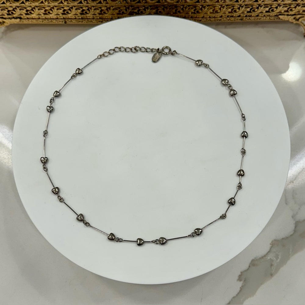 Cool Jewels - Silver-Toned Sliding Heart Link Necklace - EUC